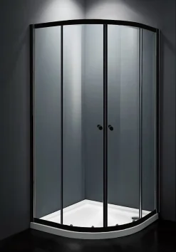 Swiss Aqua Technologies SAT PROJECT Douche quart de cercle 80x80cm coulissante avec profilé noir mat (SATPROMUS80CT)* Porte De Douche