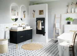 Sauter Sèche serviette électrique Asama II noir + soufflerie 1500W* Sèche-Serviettes Soufflant