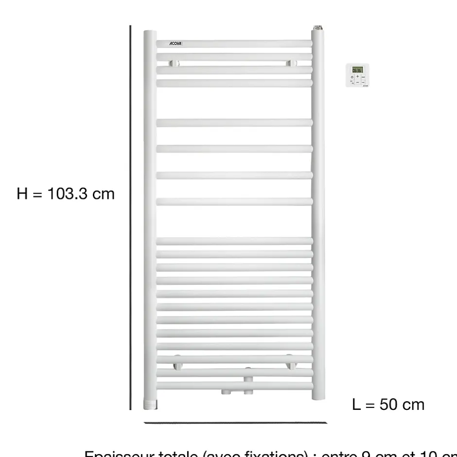 Acova Sèche serviette mixte électrique 300W / eau chaude 460W Angora