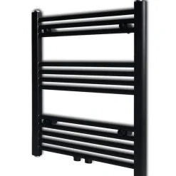 Vidaxl Sèche serviettes eau chaude à rails droits noir 600x764 mm* Sèche-Serviettes Eau Chaude