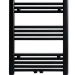 Vidaxl Sèche serviettes eau chaude à rails droits noir 600x764 mm* Sèche-Serviettes Eau Chaude