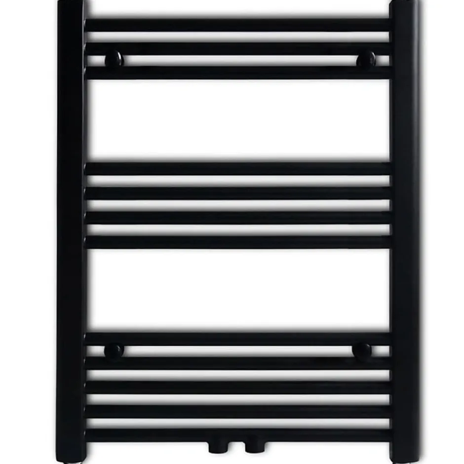 Vidaxl Sèche serviettes eau chaude à rails droits noir 600x764 mm* Sèche-Serviettes Eau Chaude