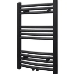Vidaxl Sèche serviettes eau chaude à rails incurvés noir 500 x 764 mm