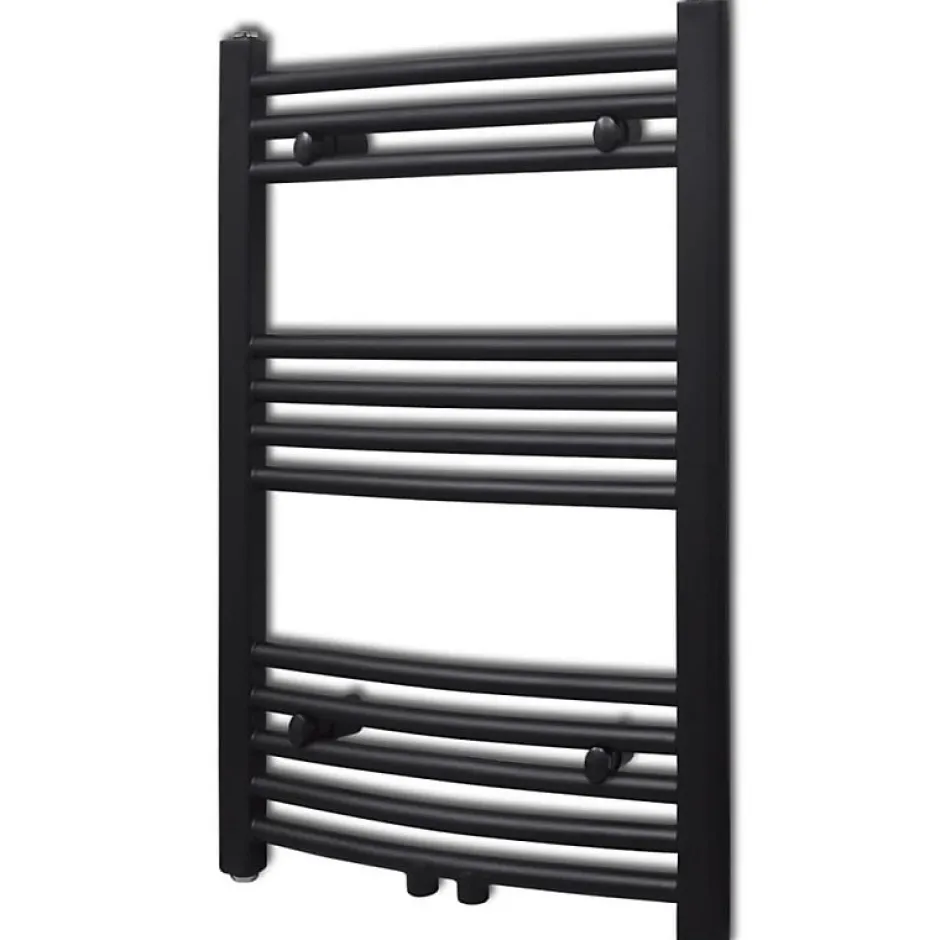 Vidaxl Sèche serviettes eau chaude à rails incurvés noir 500 x 764 mm