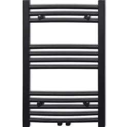Vidaxl Sèche serviettes eau chaude à rails incurvés noir 500 x 764 mm