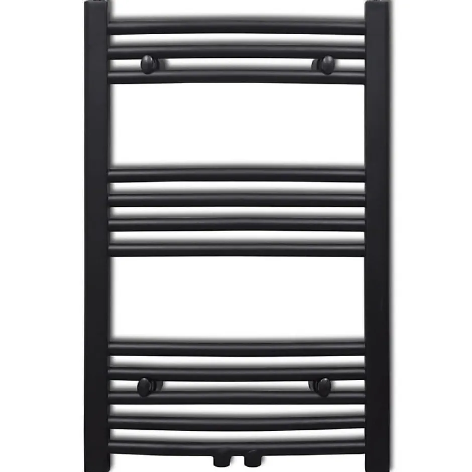 Vidaxl Sèche serviettes eau chaude à rails incurvés noir 500 x 764 mm