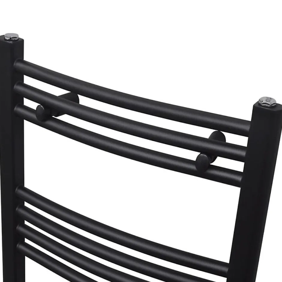 Vidaxl Sèche serviettes eau chaude à rails incurvés noir 500 x 764 mm
