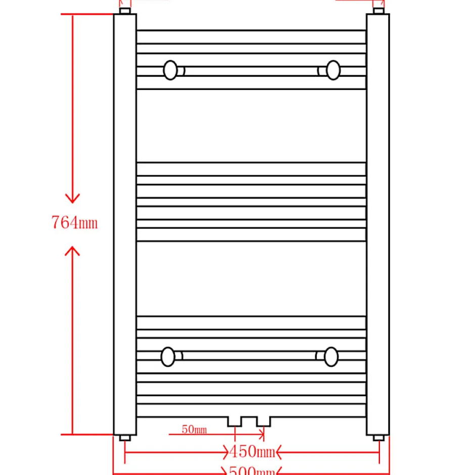 Vidaxl Sèche serviettes eau chaude à rails incurvés noir 500 x 764 mm