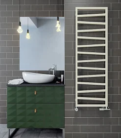 Matisere Sèche-serviette eau chaude beige de 1070mm de haut et 500mm de large - 418 Watt - ZIG1070/500ZX1015