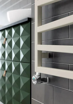Matisere Sèche-serviette eau chaude beige de 1070mm de haut et 500mm de large - 418 Watt - ZIG1070/500ZX1015
