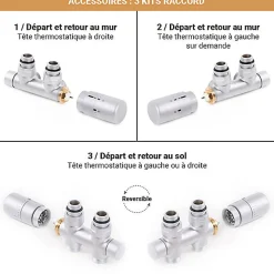 Matisere Sèche-serviette eau chaude beige de 1070mm de haut et 500mm de large - 418 Watt - ZIG1070/500ZX1015