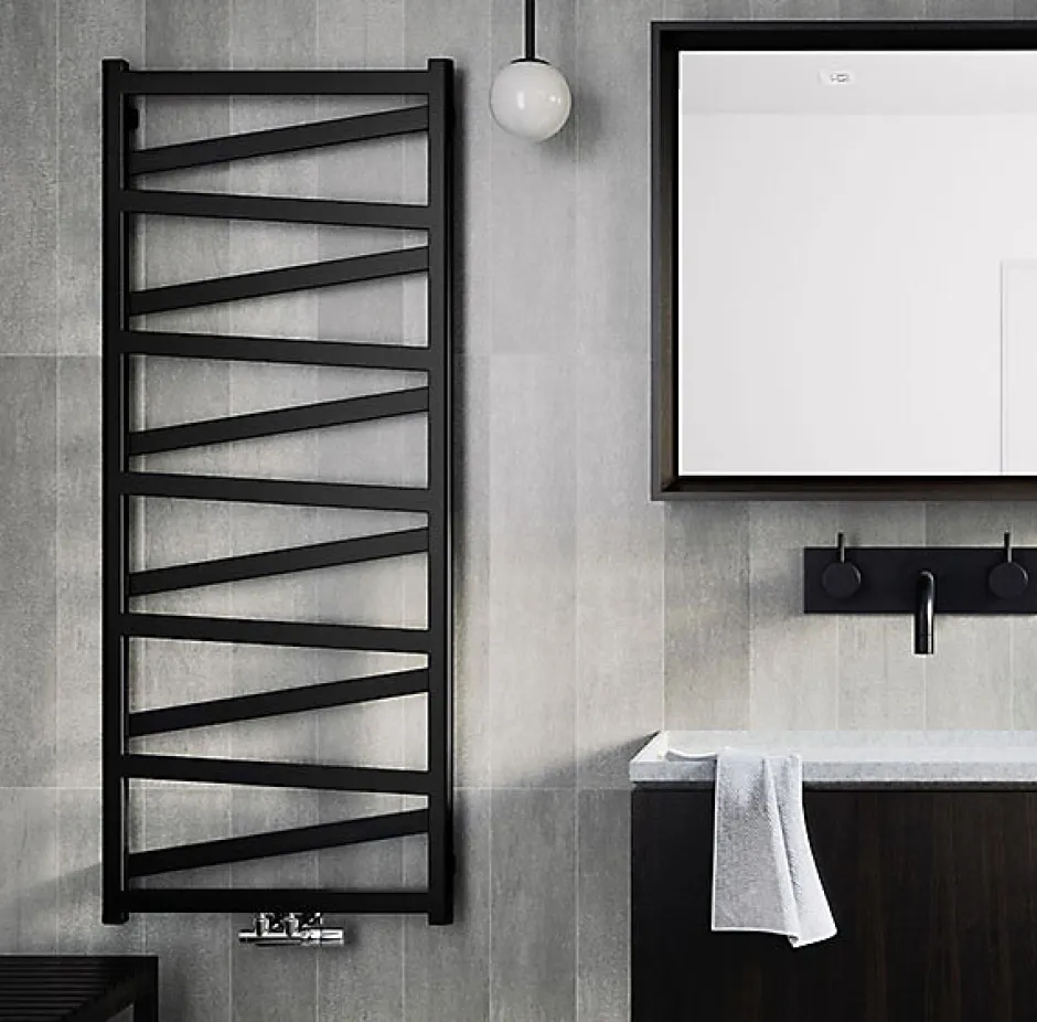 Matisere Sèche-serviette eau chaude noir de 510mm de haut et 400mm de large - 163 Watt - VIP510/400ZXN* Sèche-Serviettes Eau Chaude