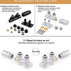 Matisere Sèche-serviette eau chaude noir de 510mm de haut et 400mm de large - 163 Watt - VIP510/400ZXN* Sèche-Serviettes Eau Chaude