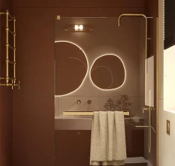 Matisere Sèche-serviette eau chaude doré de 800mm de haut et 504mm de large - 210 Watt - RET800/504SXBRA