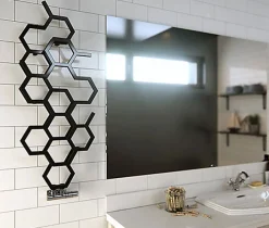 Matisere Sèche-serviette eau chaude noir de 502mm de haut et 1126mm de large - 317 Watt - HEX502/1126YLN