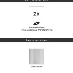 Matisere Sèche-serviette eau chaude chromé de 900mm de haut et 600mm large - 316 Watt - FIO900/600ZXCRO* Sèche-Serviettes Eau Chaude