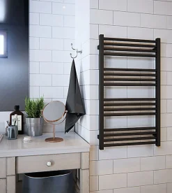 Matisere Sèche-serviette eau chaude noir de 660mm de haut et 580mm de large - 327 Watt - FIO660/580SXN