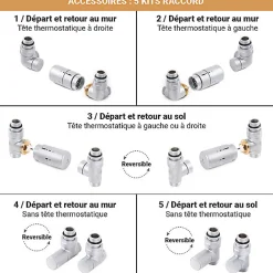 Matisere Sèche-serviette eau chaude orange de 1695mm de haut/600mm de large - 1410 Watt - WAR1695/600TSX2003