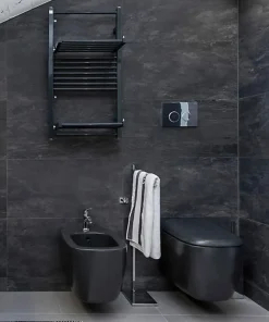 Deltacalor Sèche-serviette eau chaude noir de 1372mm de haut et 480mm de large - 500 Watt - STEND19/1372/480/N