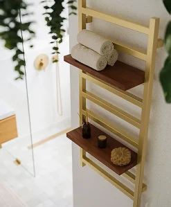 Matisere Sèche-serviette eau chaude doré de 1440mm de haut et 500mm de large - 529 Watt - SIM1440/500SXBRA