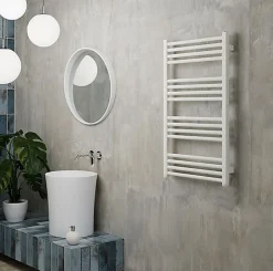 Matisere Sèche-serviette eau chaude blanc de 900mm de haut et 500mm de large - 388 Watt - FIO900/500SXB* Sèche-Serviettes Eau Chaude