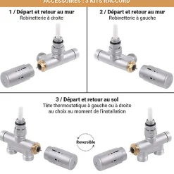 Matisere Sèche-serviette eau chaude blanc de 1140mm de haut et 360mm de large - 421 Watt - ANG1140/360DWYLB