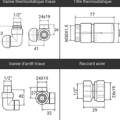 Matisere Sèche-serviette eau chaude chromé de 1510mm de haut et 600mm de large - 510 Watt - BON1510/600SXCROK* Sèche-Serviettes Eau Chaude