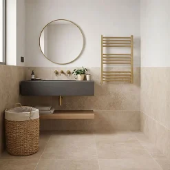 Matisere Sèche-serviette eau chaude doré de 660mm de haut et 680mm de large - 373 Watt - FIO660/680SXBRA