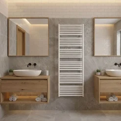 Matisere Sèche-serviette eau chaude blanc de 780mm de haut et 630mm de large - 467 Watt - MAR780/630SXB