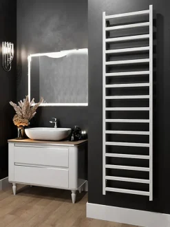 Matisere Sèche-serviette eau chaude blanc de 1080mm de haut et 500mm de large - 396 Watt - SIM1080/500ZXB* Sèche-Serviettes Eau Chaude