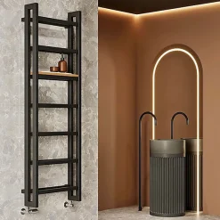 Matisere Sèche-serviette eau chaude noir de 920mm de haut et 300mm de large - 383 Watt - STA920/300SXN* Sèche-Serviettes Eau Chaude