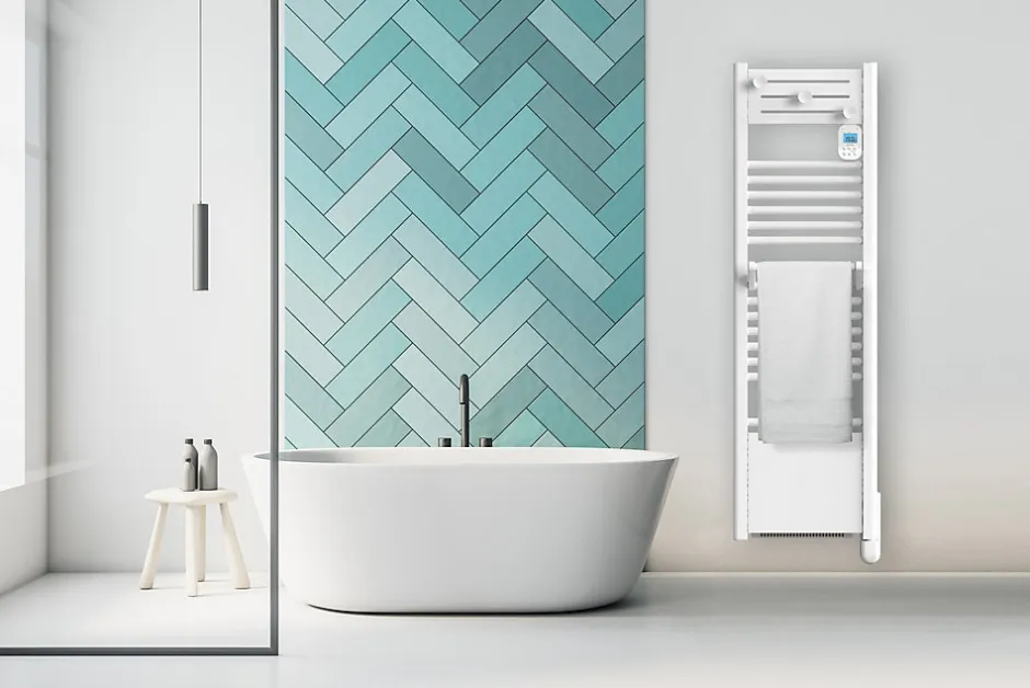 Noirot Sèche-serviette électrique à inertie fluide Actibain compact 300W + soufflerie 1000W* Sèche-Serviettes Soufflant