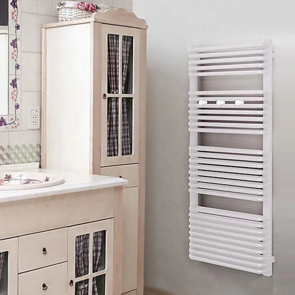 Matisere Sèche-serviette électrique blanc de 820mm de haut et 540mm de large - 600 Watt - TYT820/540E8BBLO* Sèche-Serviettes Soufflant