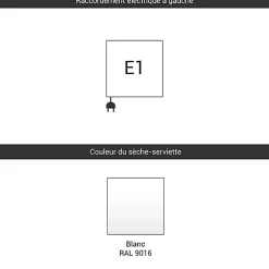 Matisere Sèche-serviette électrique blanc - (HxL) 1460x700mm - 1000 Watts - 1000 Watt - LIM1460-700E1B* Sèche-Serviettes Électrique