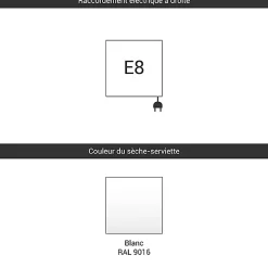 Matisere Sèche-serviette électrique blanc - (HxL) 1620x500 mm - 1000 (Watts) - 1000 Watt - MIC1620-500E8BB* Sèche-Serviettes Électrique