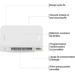Matisere Sèche-serviette électrique blanc de 780mm de haut et 500mm de large - 400 Watt - CIT780/500E8BBLO