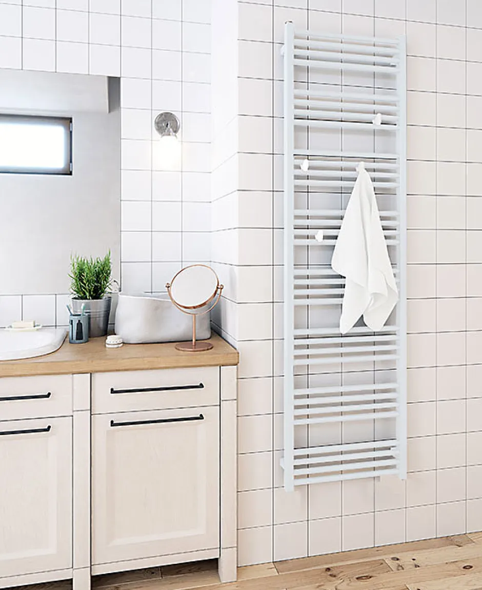 Matisere Sèche-serviette électrique blanc - (HxL) 1620x500mm - 800 Watt - 800 Watt - FIO1620-500E1B* Sèche-Serviettes Électrique