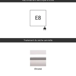 Matisere Sèche-serviette électrique chromé - (HxL) 1600x600mm - 600 (Watts) - 600 Watt - DIA1600-600E8CRO* Sèche-Serviettes Électrique