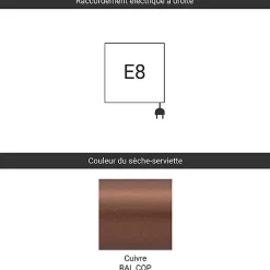 Matisere Sèche-serviette électrique cuivré - (HxL) 720x500 mm - 300 (Watts) - 300 Watt - SIM720-500E8COP