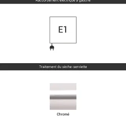 Matisere Sèche-serviette électrique chromé - (HxL) 1140x600 mm - 600 Watts - 600 Watt - ALE1140-600E1CRO* Sèche-Serviettes Électrique