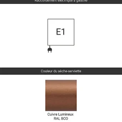 Matisere Sèche-serviette électrique cuivré - (HxL) 990x500mm - 400 (Watts) - 400 Watt - VIP990-500E1BCO