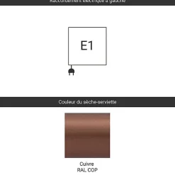 Matisere Sèche-serviette électrique cuivré - (HxL) 555x600 mm - 300 (Watts) - 300 Watt - JAD555-600E1COP