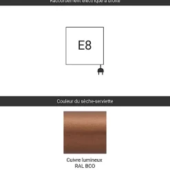 Matisere Sèche-serviette électrique cuivré - (HxL) 555x500 mm - 300 (Watts) - 300 Watt - JAD555-500E8BCO