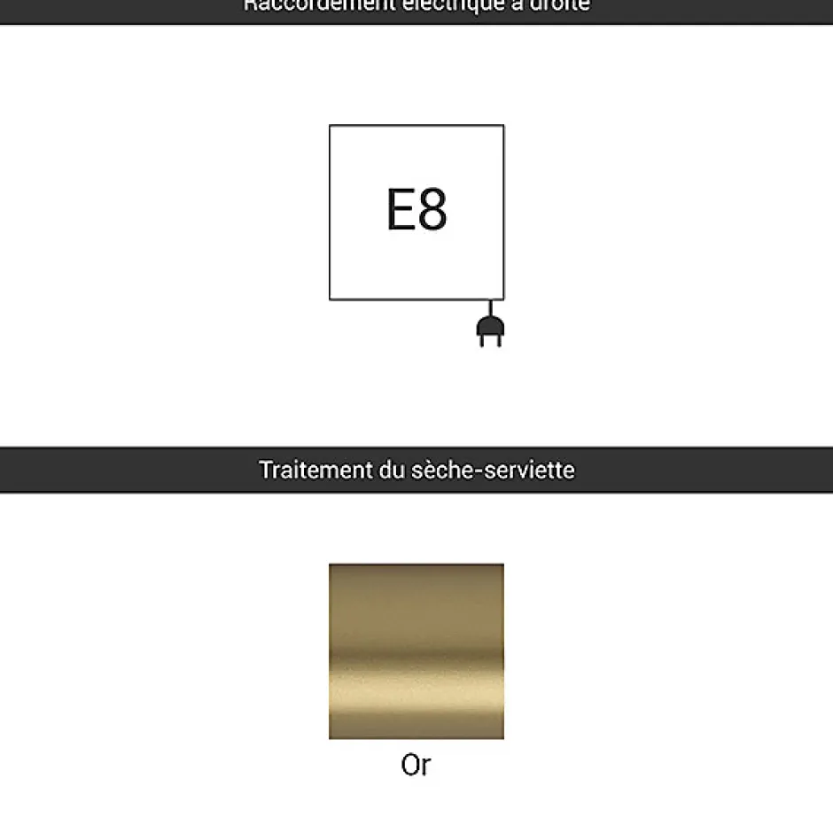 Matisere Sèche-serviette électrique doré de 660mm de haut et 630mm de large - 400 Watt - FIO660/630E8BRA