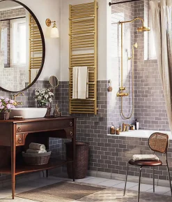 Matisere Sèche-serviette électrique doré de 500mm de haut et 300mm de large - 100 Watt - LIM500/300E8BRA* Sèche-Serviettes Électrique
