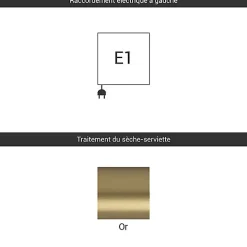 Matisere Sèche-serviette électrique doré de 540mm de haut et 300mm de large - 200 Watt - ALE540/300E1BRA* Sèche-Serviettes Électrique
