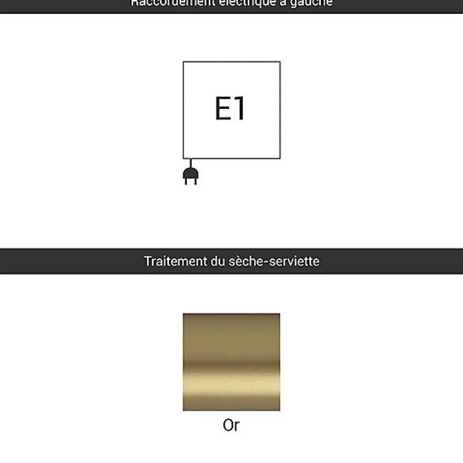 Matisere Sèche-serviette électrique doré de 1140mm de haut et 486mm de large - 500 Watt - LEN1140/486E1BRA* Sèche-Serviettes Électrique