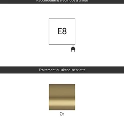 Matisere Sèche-serviette électrique doré de 1140mm de haut et 630mm de large - 600 Watt - FIO1140/630E8BRA* Sèche-Serviettes Électrique