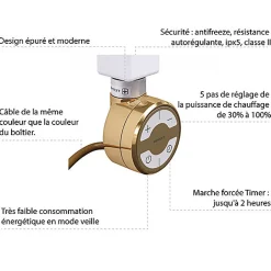 Matisere Sèche-serviette électrique doré SOA 500mm de haut et 300mm de large - 120 Watt - LIM500/300E8BRASOA