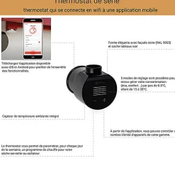Matisere Sèche-serviette électrique noir thermostat wifi - HxL 630x1565mm - 1500 Watt - WAR630/1565ROE8NW